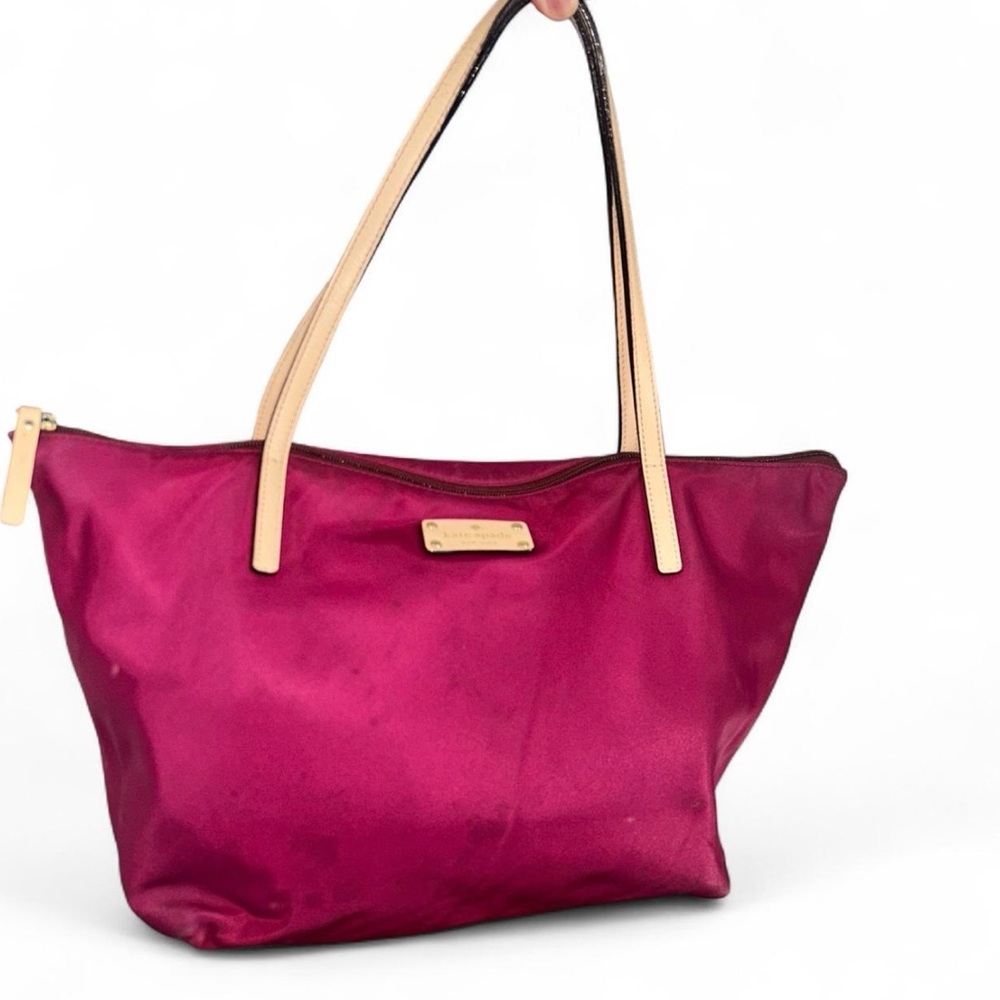 Kate Spade Fuchsia Tote with Beige Straps
